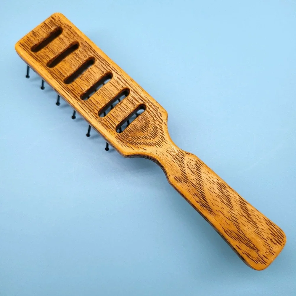 Vintage Goody Vented Hair Brush & Hand Mirror Travel Purse Plastic Faux Wood USA